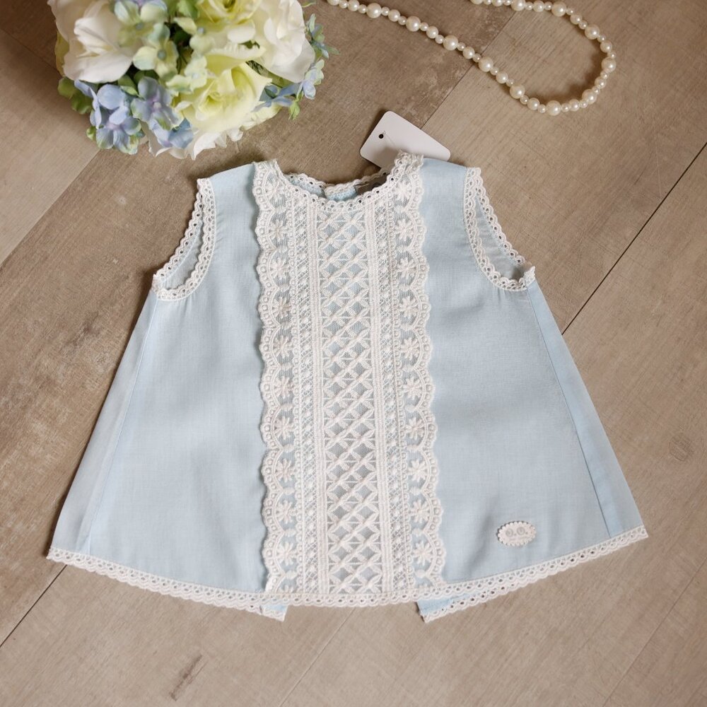 RARE Blue Vintage Newborn Diaper Set With Bonnet Lace and Tulle Newborn NWOT - Picture 9 of 9